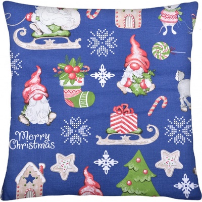 Mybesthome Bavlněný vánoční polštář 025 CHRISTMAS modrá s prošívanou výplní 40x40 – Sleviste.cz