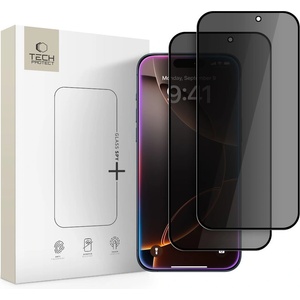Tech-Protect 2x Стъклен протектор за iPhone 16 Pro / 17 / 17 Pro от Tech-Protect Anti Spy Glass Pro+ - Privacy (5906302319305)