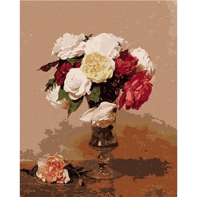 zuty Malování Podle Čísel Váza S Růžemi Henri Fantin-Latour 80 x 100 Cm Plátno Rám