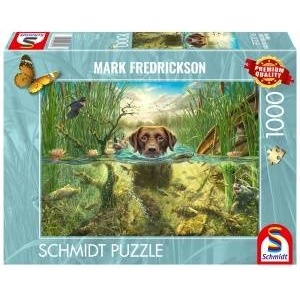 Schmidt Spiele Mark Fredrickson: Hundeliebe - brauner Labrador im kühlen Nass (1000 Teile)