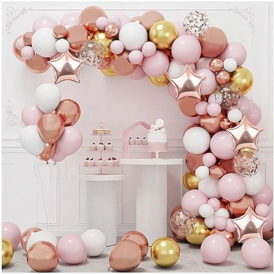 bHome Velká sada balónků na girlandu růžovo-zlatá