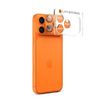 Предпазни стъклени лещи с цяла плочка за камерата на iPhone 17 Pro - Spigen Glass tR EZ Fit Optik Pro XL (оранжев)