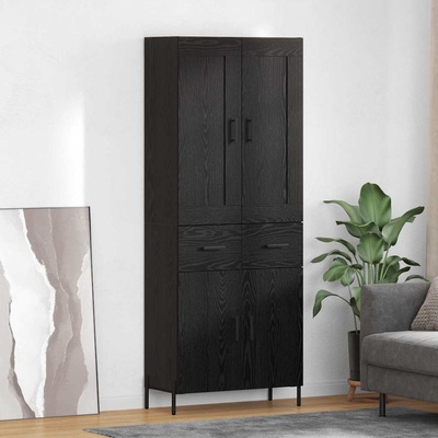 vidaXL Висок шкаф с чекмедже 2 pcs Черния дъб Инженерно дърво (3416123)