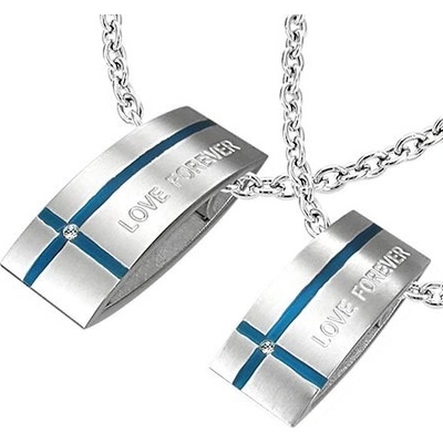 Šperky eshop Ocelový přívěsek Love Forever pro dva obdélník kříž AB31.19