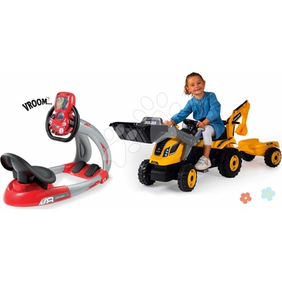 Smoby set trenažér V8 Driver elektronický a elektronická čtyřkolka X Power červená 37020618