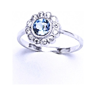 Čištín Stříbrný se syntetickým akvamarínem VR 179