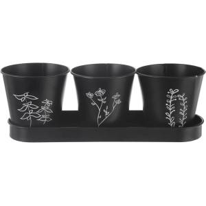 Orion Метални саксии за билки в комплект от 3 бр. ø 11 cm Black - Orion (310628)