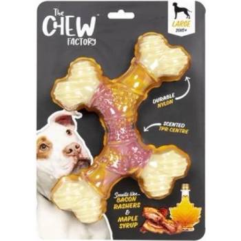 PET BRANDS Chew Factory Bacon & Maple Nylon Cross Toy L - Комбинирана играчка за дъвчене размер L с Бекон и Кленов сироп, Англия - NB05