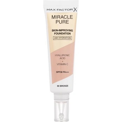 MAX Factor Miracle Pure Skin-Improving Foundation SPF30 грижовен хидратиращ фон дьо тен 30 ml нюанс 80 Bronze