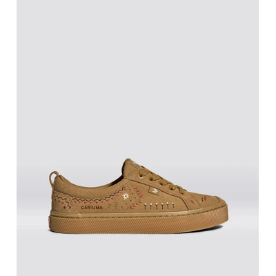 Cariuma OCA Low All Camel Suede Embroidered Sneaker