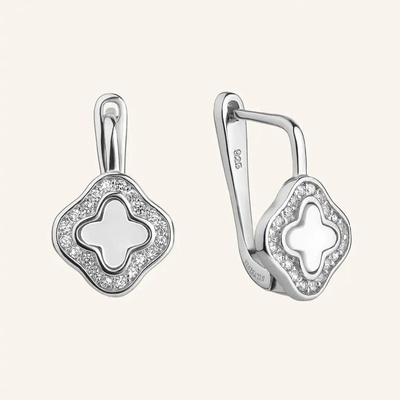 SilveAmo Strieborné náušnice Perlový krížik CK2PF255