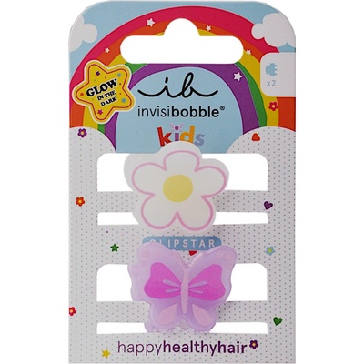 Detské veselé škripčeky do vlasov Invisibobble Clipstar Happy Flower - 2 ks