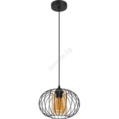 HEXE Пендел CORRINI 1xE27/60W/230V Ø 25 см черен/бежов (HX0190)