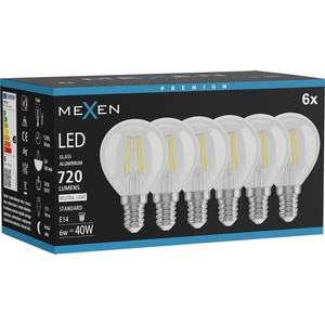 Mexen Vintis 6x LED крушка на нажежаема жичка E14, G45, 6W, неутрална - 4000K, 720 lm, (L156-E14-0640-00x06)
