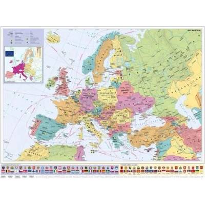 STIEFEL Nástenná mapa, 70x100cm, kovová lišta, Európske krajiny a Európska únia, STIEFEL- výrobok v MJ