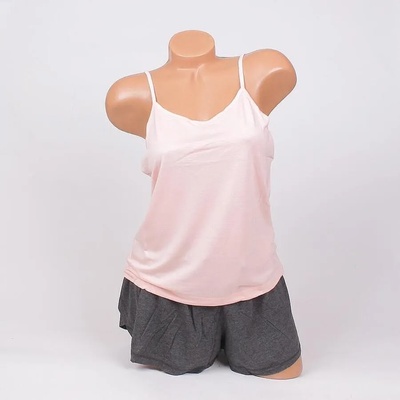 Лятна пижама с потник в розово и цвят антрацит