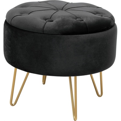 Ak furniture Taburet ROCA samet černý