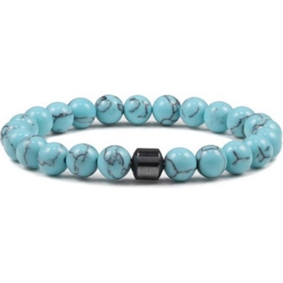 Flor de Cristal BOHO náramek s přírodními kameny Árvore. Bílý Tyrkys a jaspis-fosilni PK4