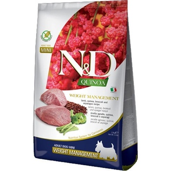 N&D N&D Quinoa Weight Management Lamb, Broccoli Mini за дребни породи с агнешко, киноа, броколи и аспержи