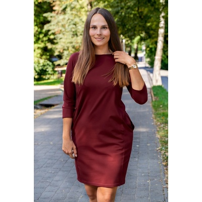 Jsem máma Oversize těhotenské a kojicí šaty bordó – Zboží Mobilmania