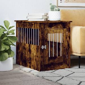 vidaXL Клетка за куче мебел, опушен дъб, 55x80x68 см, инженерно дърво (838327)