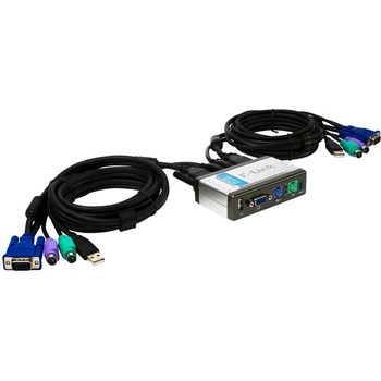 D-Link DKVM-2KU 2-Port KVM+USB Switch, Built-in 1.8m cables