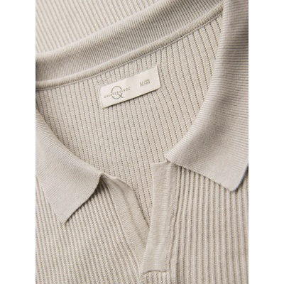 Ombre buttonlEss polo shirt with open collar light grey
