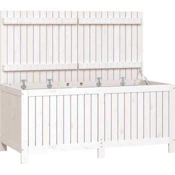 Градинска кутия за съхранение, бяла, 147x68x64 см, бор масив