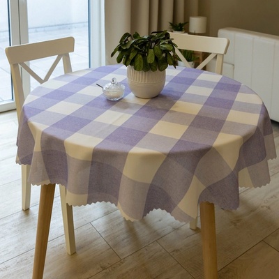 Polášek Ubrus oxford tisk 205-106 100% polyester Fialová káro 140x260cm ovál