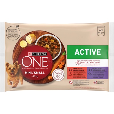 ONE Mini/small Active beef & duck 4x85 g