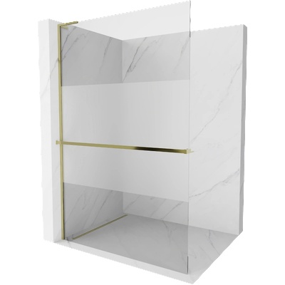 Mexen Kioto+ L душ панел с рафт Walk-in 120 x 200 см, прозрачен/матов, златен - 800-120-123-50-35 (800-120-123-50-35)
