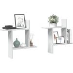 vidaXL Стенни рафтове, 2 бр, бели, 50x12x50 см, инженерно дърво (853254)