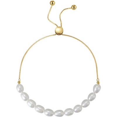 Majya Stříbrný nastavitelný náramek s perlami EBBA pozlacený 11719