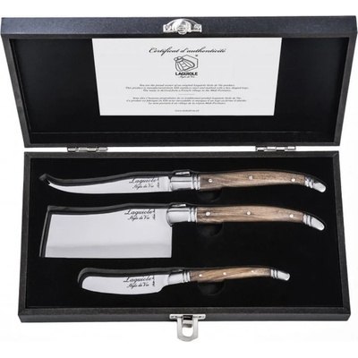 Laguiole Комплект ножове за сирена LAGUIOLE LUXURY, 3 бр. , с подаръчна кутия, с дръжки от маслиново дърво, Laguiole (LAGSDV-300947)