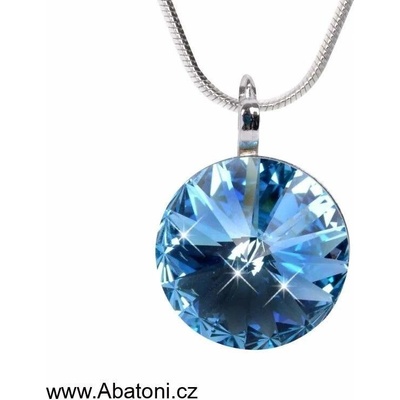 Swarovski Elements Stříbrný náhrdelník modrý kulatý 34112.3 Aquamarine
