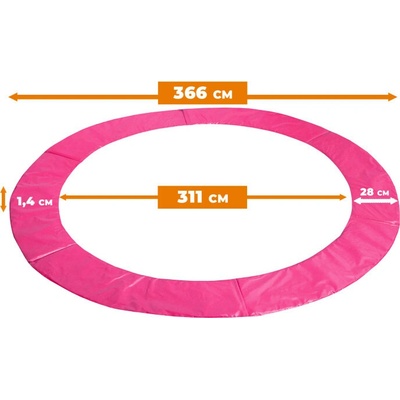 Aga kryt pružin na trampolínu Exclusive s vnitřní síti 366 cm růžová