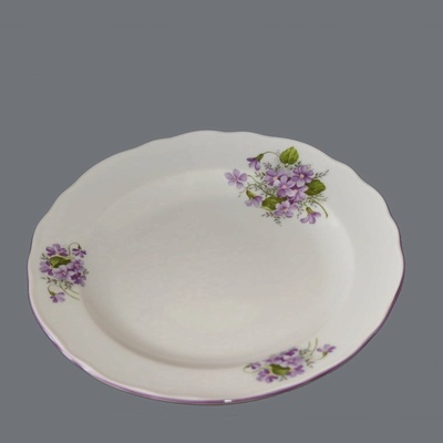 Tanier plytký 24cm Fialky Český porcelán Dubí