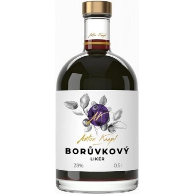 Anton Kaapl Borůvkový Likér 28% 0,5 l (čistá fľaša)