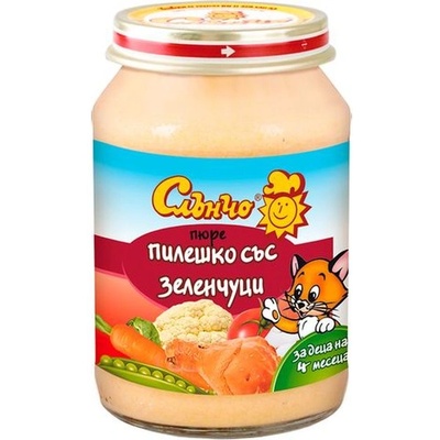 Слънчо Месно-зеленчуково пюре Слънчо - Пилешко със зеленчуци, 190 g (2446)
