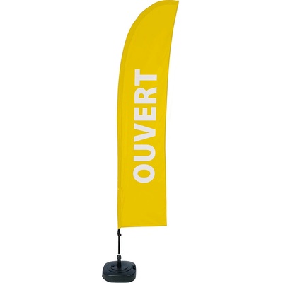 Jansen Display Beach Flag Budget Wind Complete Set Open Yellow French, 1010 x 4305 mm