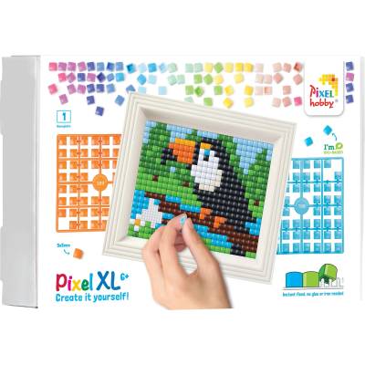 Pixelhobby Креативен комплект с рамка и пиксели Pixelhobby - XL, Тукан (12089)