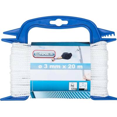 CONNEX PP pletené lano 8pramenné, 3 mm × 20 m, bílá, navíječ