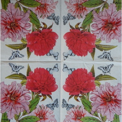 Ambiente obrúsky Pivoňky a motýlci 33x33cm