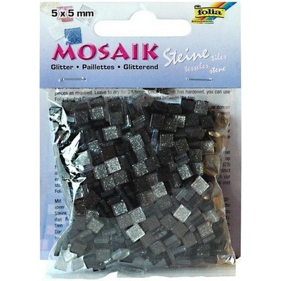 Folia Mozaikové kamienky trblietavé, 5 x 5 mm šedá