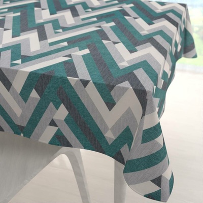 Biante Sametový čtvercový ubrus Tamara TMR-026 Zeleno-šedý designový cik-cak 80x80 cm
