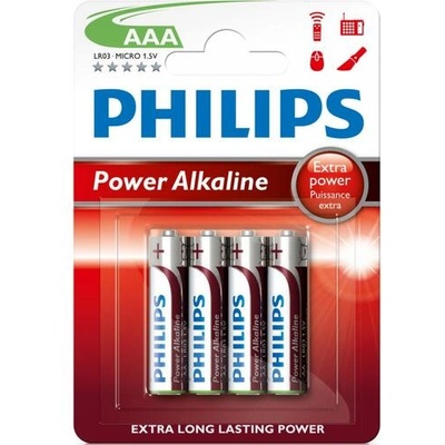 Philips Батерии Philips Power Alkaline батерия LR03 AAA, 4-blister (LR03P4B/10)