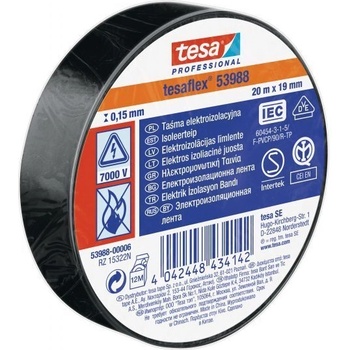 TESA Електроизолационна лента 25 м х 50 мм х 0.15 мм, черна (53988-00004-00)