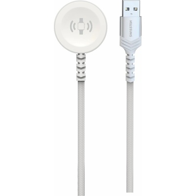 Swissten 22065501 OPLETENÝ MAGNETICKÝ PRO APPLE WATCH KOVOVÝ, USB-A, 1,2m, bílý