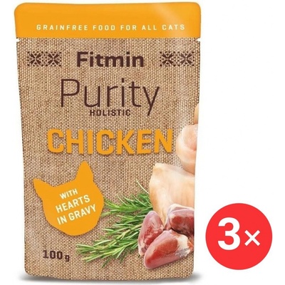 Fitmin Purity cat kuracia so srdiečkami 3 x 100 g