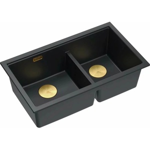 Quadron Вградена композитна мивка Quadron Logan 120, въглеродно черно - златно, 76x45 см (HQL7645U7_PVDG1_I) Мивка за вграждане
